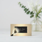 エレガントモダン,黒いフレーム,紙吹雪,メイクアップブラシ 名刺 (スタンド正面)