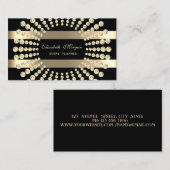 エレガントモダン，黒，金ゴールド，ダイヤストライプのモンド 名刺 (正面/裏面)