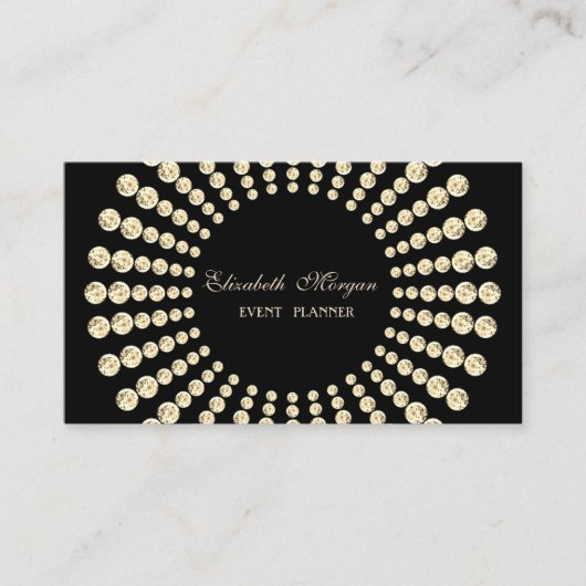 エレガントモダン，黒，金ゴールド 名刺 (正面)