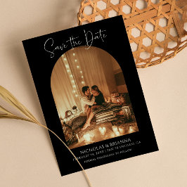 エレガントモダンArchフォト白黒ボホ結婚の セーブザデート