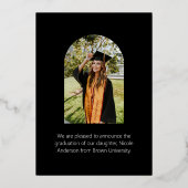 エレガントモダンArch卒業写真スクリプト 箔シーズンカード (裏面)