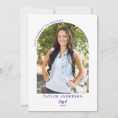 エレガントモダンArch Photo Purple Graduation Party 招待状 (正面)