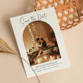 エレガントモダンArch Photo White Boho 結婚's セーブザデート