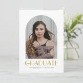 エレガントモダンArch Photo White Graduation Party 招待状 (スタンド正面)