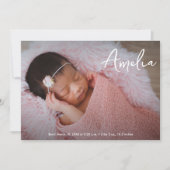 エレガントモダンBaby Girl Name写真 案内状 (正面)