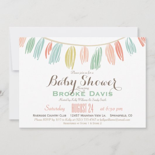 エレガントモダンBaby Shower招待状 招待状 (正面)