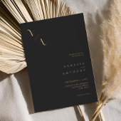 エレガントモダンBlack and金ゴールド結婚ズ 招待状