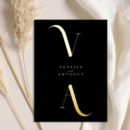 エレガントモダンBlack and金ゴールド結婚ズ 箔招待状