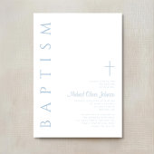 エレガントモダンBlue Script Cross Boyバプテスマ 招待状