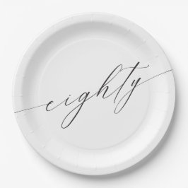 エレガントモダンChic Script 80th誕生日 ペーパープレート
