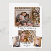 エレガントモダンChristmasカスタム Script Photos Holi シーズンカード (正面/裏面)