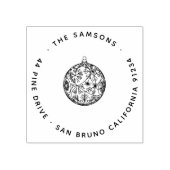 エレガントモダンChristmas Bauble Name & Address ラバースタンプ (インプリント)