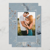 エレガントモダンChristmas Botanical写真 シーズンカード (正面/裏面)