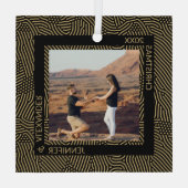 エレガントモダンChristmas Coule Photo ガラスオーナメント (裏面)