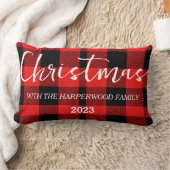 エレガントモダンChristmas Family Name ランバークッション (ブランケット)