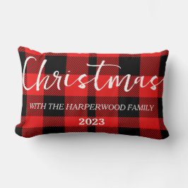 エレガントモダンChristmas Family Name ランバークッション