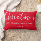 エレガントモダンChristmas Family Name ランバークッション (ブランケット)