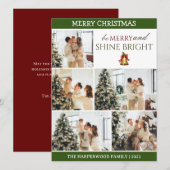 エレガントモダンChristmas Family Photo Collage シーズンカード (正面/裏面)