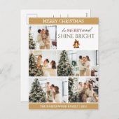 エレガントモダンChristmas Family Photo Collage シーズンポストカード (正面/裏面)