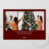 エレガントモダンChristmas Family Photo Collage 箔シーズンカード (裏面)