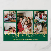 エレガントモダンChristmas Family Photo Collage 箔シーズンカード (正面)