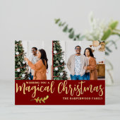 エレガントモダンChristmas Family Photo Collage 箔シーズンカード (立ち正面)