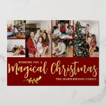 エレガントモダンChristmas Family Photo Collage 箔シーズンカード<br><div class="desc">エレガントモダンChristmas Family Photo Collage</div>