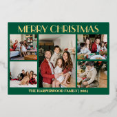 エレガントモダンChristmas Family Photo Collage 箔シーズンカード (正面)