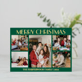 エレガントモダンChristmas Family Photo Collage 箔シーズンカード (立ち正面)