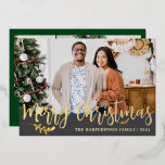 エレガントモダンChristmas Family Photo Collage 箔シーズンカード<br><div class="desc">エレガントモダンChristmas Family Photo Collage</div>