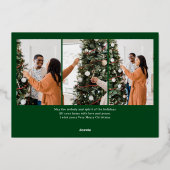 エレガントモダンChristmas Family Photo Collage 箔シーズンカード (裏面)