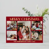 エレガントモダンChristmas Family Photo Collage 箔シーズンカード (立ち正面)