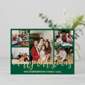 エレガントモダンChristmas Family Photo Collage 箔シーズンカード (立ち正面)