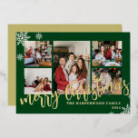 エレガントモダンChristmas Family Photo Collage 箔シーズンカード<br><div class="desc">エレガントモダンChristmas Family Photo Collage</div>