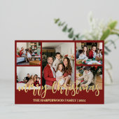 エレガントモダンChristmas Family Photo Collage 箔シーズンカード (立ち正面)