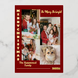 エレガントモダンChristmas Family Photo Collage 箔シーズンカード<br><div class="desc">エレガントモダンChristmas Family Photo Collage</div>