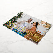 エレガントモダンChristmas Family Photo Collage 箔シーズンカード (回転した状態)