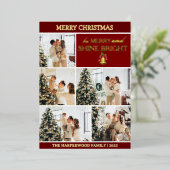 エレガントモダンChristmas Family Photo Collage 箔シーズンカード (立ち正面)