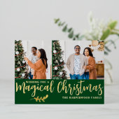 エレガントモダンChristmas Family Photo Collage 箔シーズンカード (立ち正面)