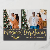 エレガントモダンChristmas Family Photo Collage 箔シーズンカード (正面)