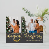 エレガントモダンChristmas Family Photo Collage 箔シーズンカード (立ち正面)