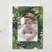 エレガントモダンChristmas Photo Botanical Greenery シーズンカード (正面)