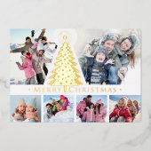 エレガントモダンChristmas Photo Collage金ゴールド 箔シーズンカード (正面)