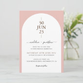 エレガントモダンDusty Pink Door Photo結婚's Invite 招待状 (スタンド正面)