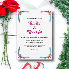 エレガントモダンGlam夏フローラ結婚ズ 招待状