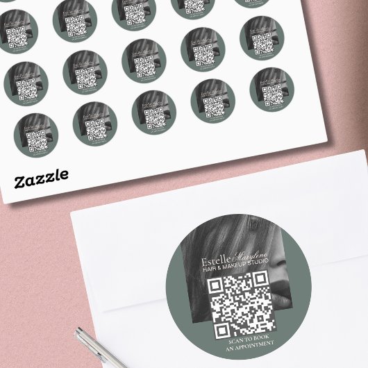 エレガントモダンGreen Brown Photo Hair Studio ラウンドシール