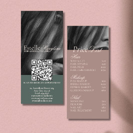 エレガントモダンGreen Brown Photo Hair Studio ラックカード