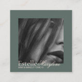 エレガントモダンGreen Brown Script Hair Studio スクエア名刺 (正面)