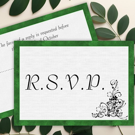 エレガントモダンGreen Frame Wedding RSVP