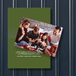 エレガントモダンGreen Holiday Photo Thank You カード
